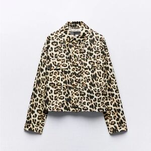 Leopard Print Linen Blend Overshirt